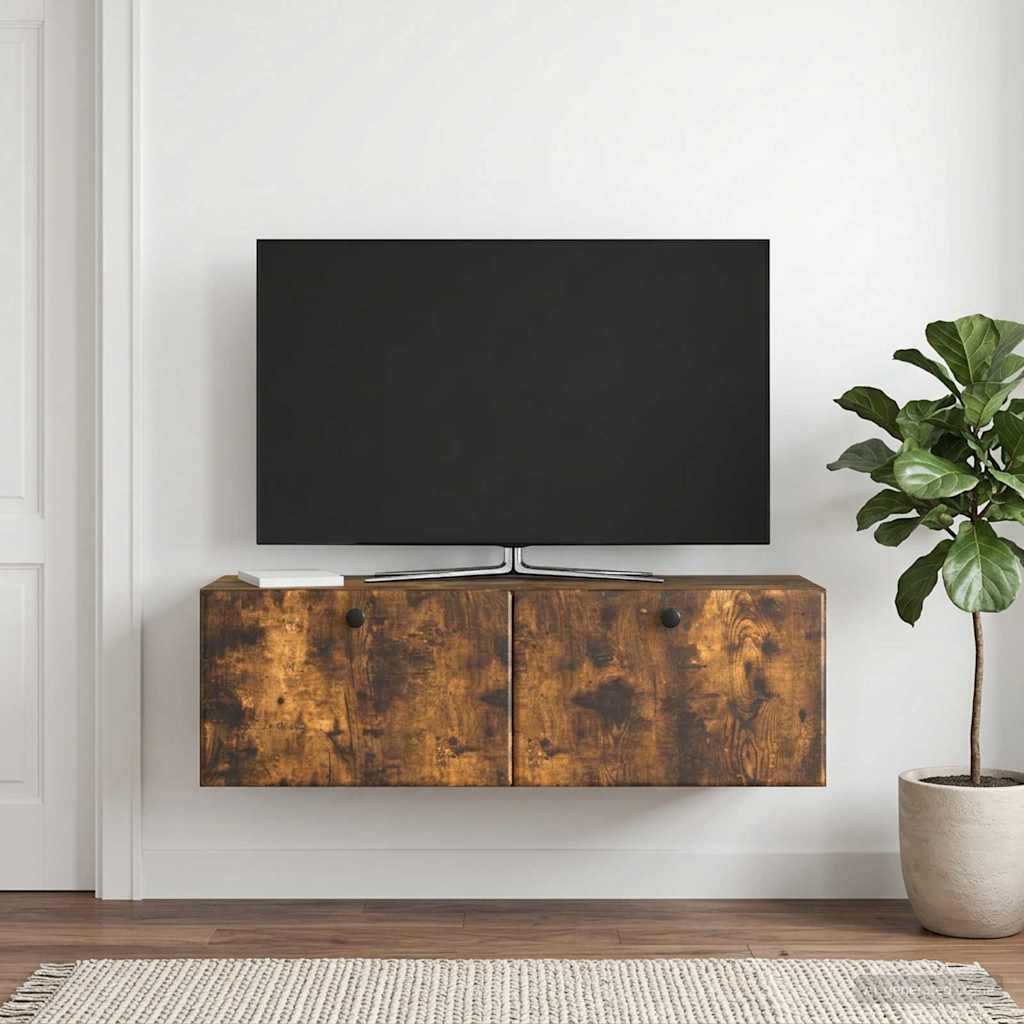 vidaXL Szafka RTV montowana na ścianie 98 x 31 x 30 cm Dąb wędzony