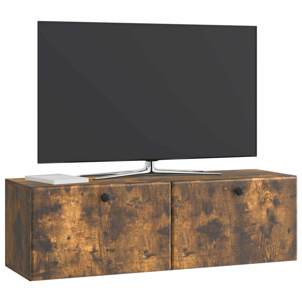vidaXL Szafka RTV montowana na ścianie 98 x 31 x 30 cm Dąb wędzony