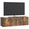 vidaXL Szafka RTV montowana na ścianie 98 x 31 x 30 cm Dąb wędzony