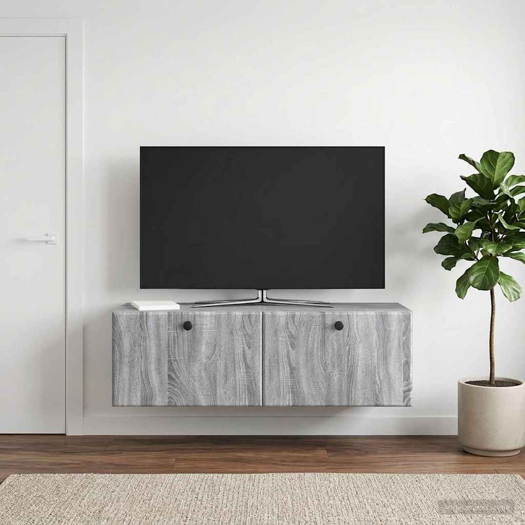 vidaXL Szafka RTV montowana na ścianie 98 x 31 x 30 cm Szary Sonoma