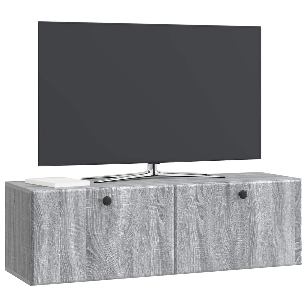 vidaXL Szafka RTV montowana na ścianie 98 x 31 x 30 cm Szary Sonoma