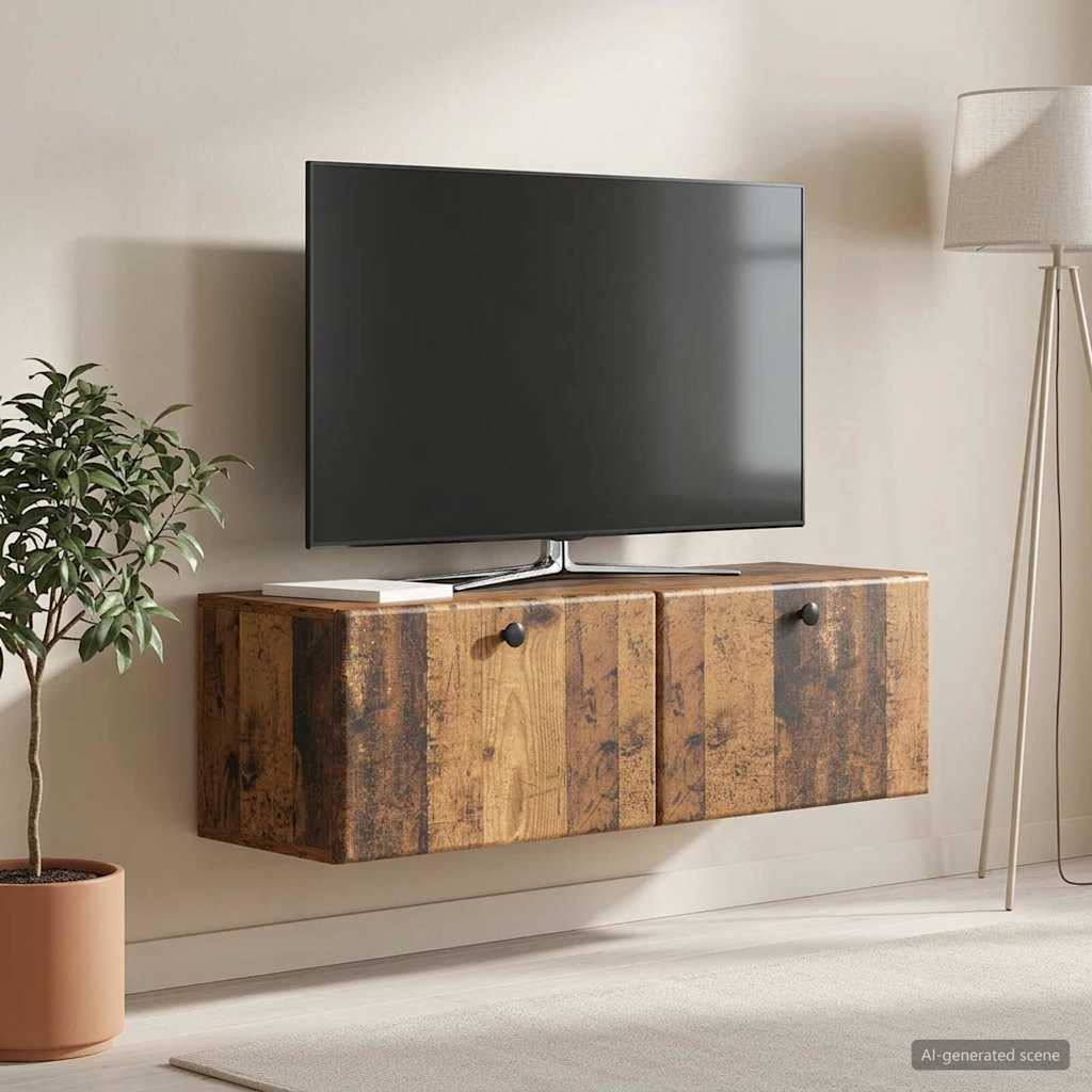 vidaXL Szafka RTV montowana na ścianie 98 x 31 x 30 cm Stare drewno