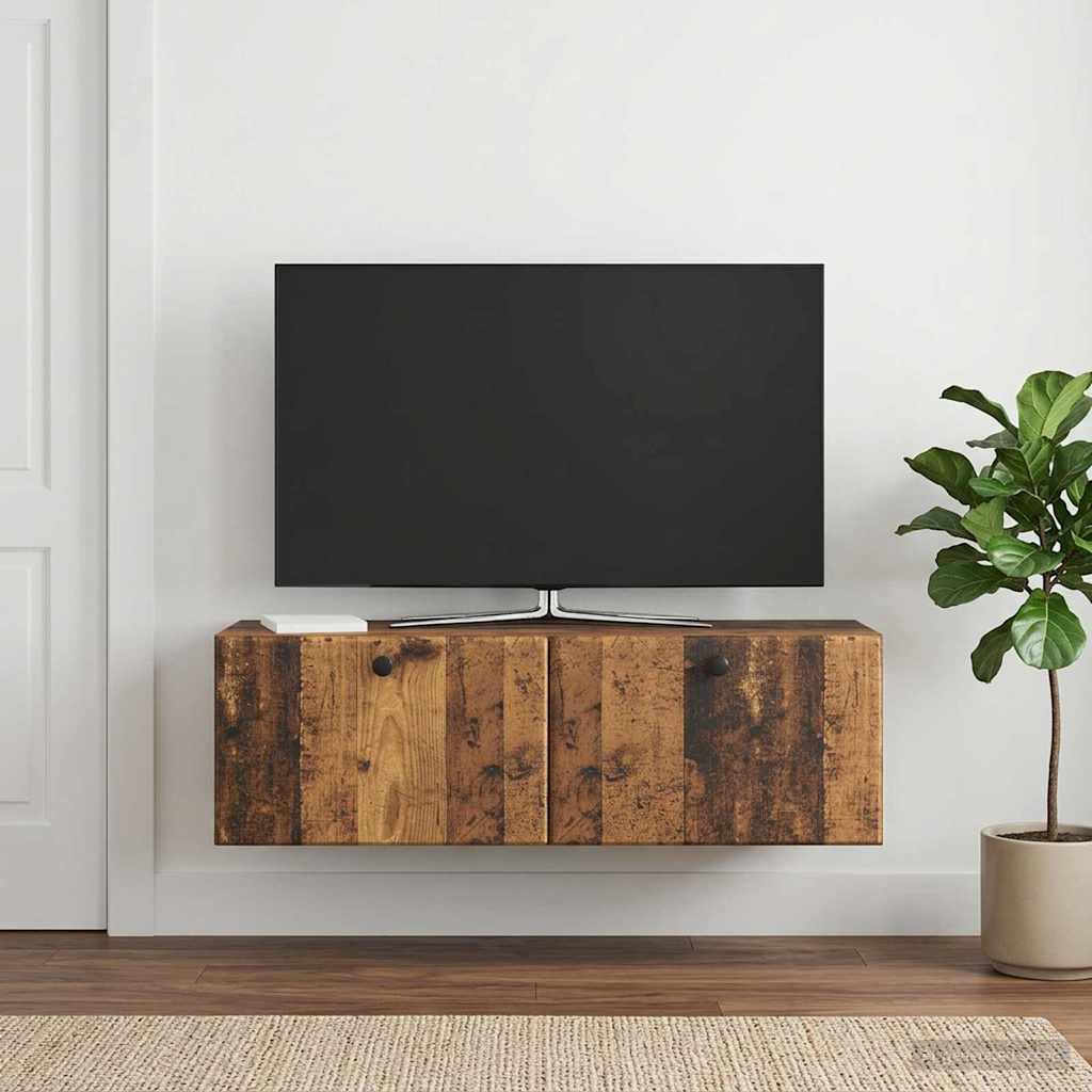 vidaXL Szafka RTV montowana na ścianie 98 x 31 x 30 cm Stare drewno