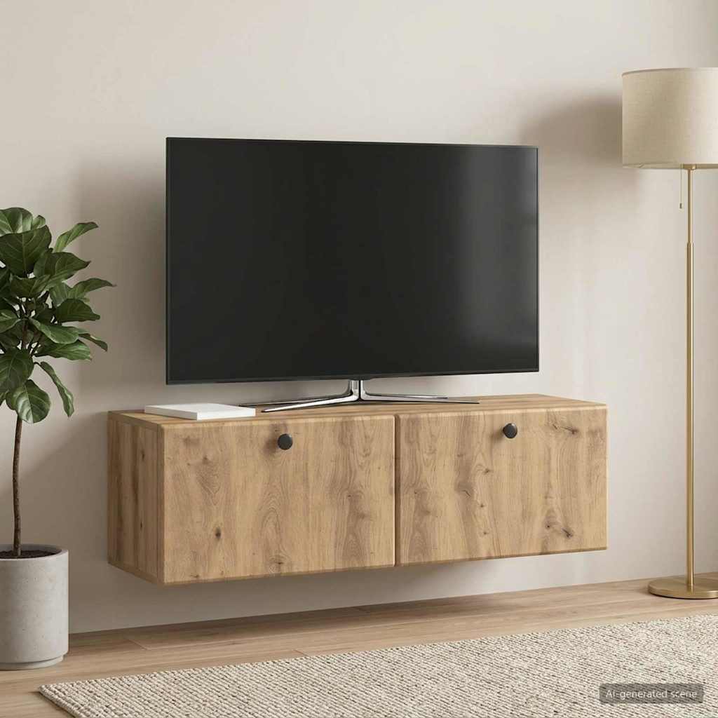 vidaXL Szafka RTV montowana na ścianie 98 x 31 x 30 cm Dąb artisan