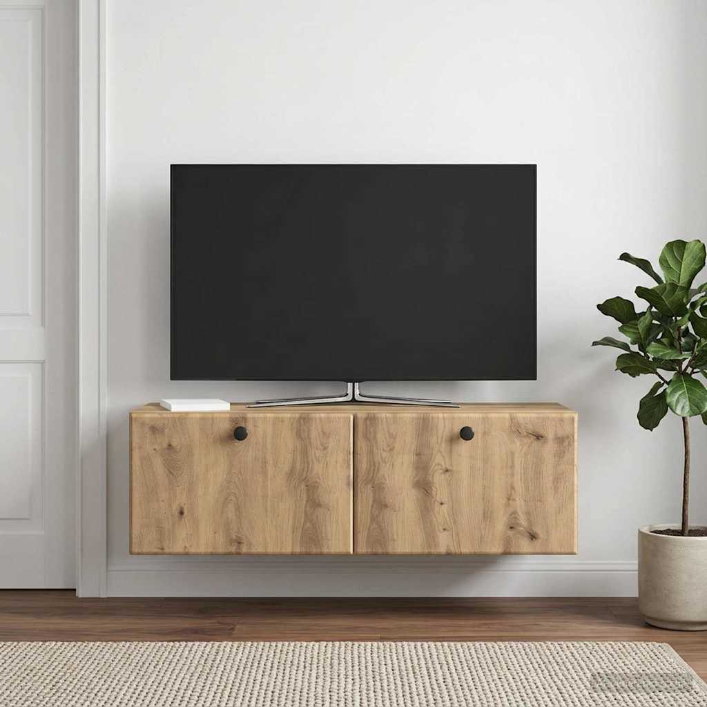vidaXL Szafka RTV montowana na ścianie 98 x 31 x 30 cm Dąb artisan