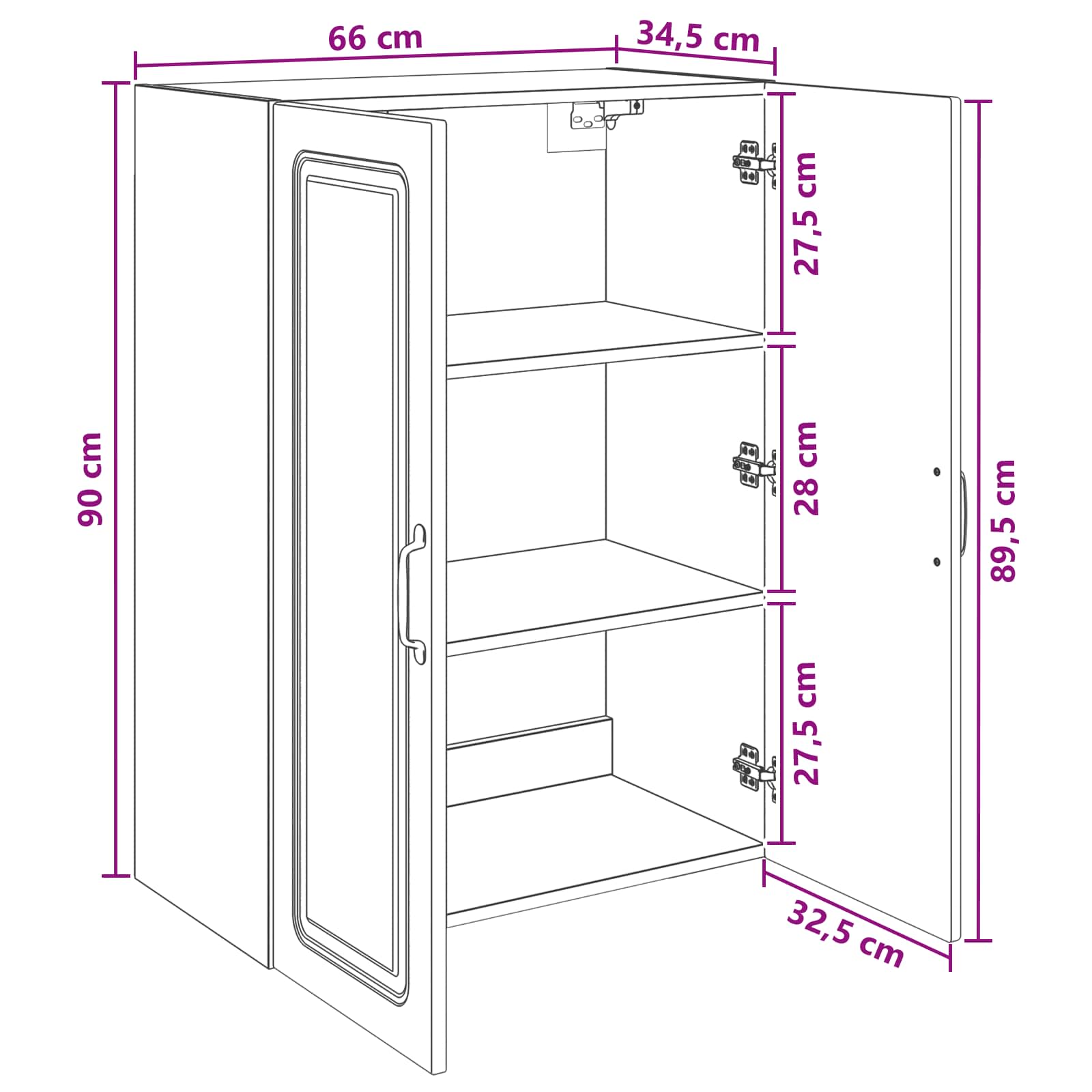 vidaXL Szafka ścienna 66 x 34,5 x 90 cm Drewno inżynieryjne Biały
