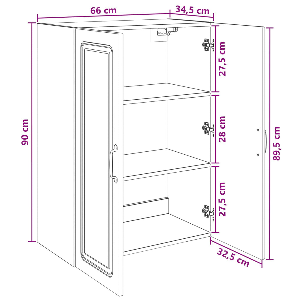 vidaXL Szafka ścienna 66 x 34,5 x 90 cm Drewno inżynieryjne