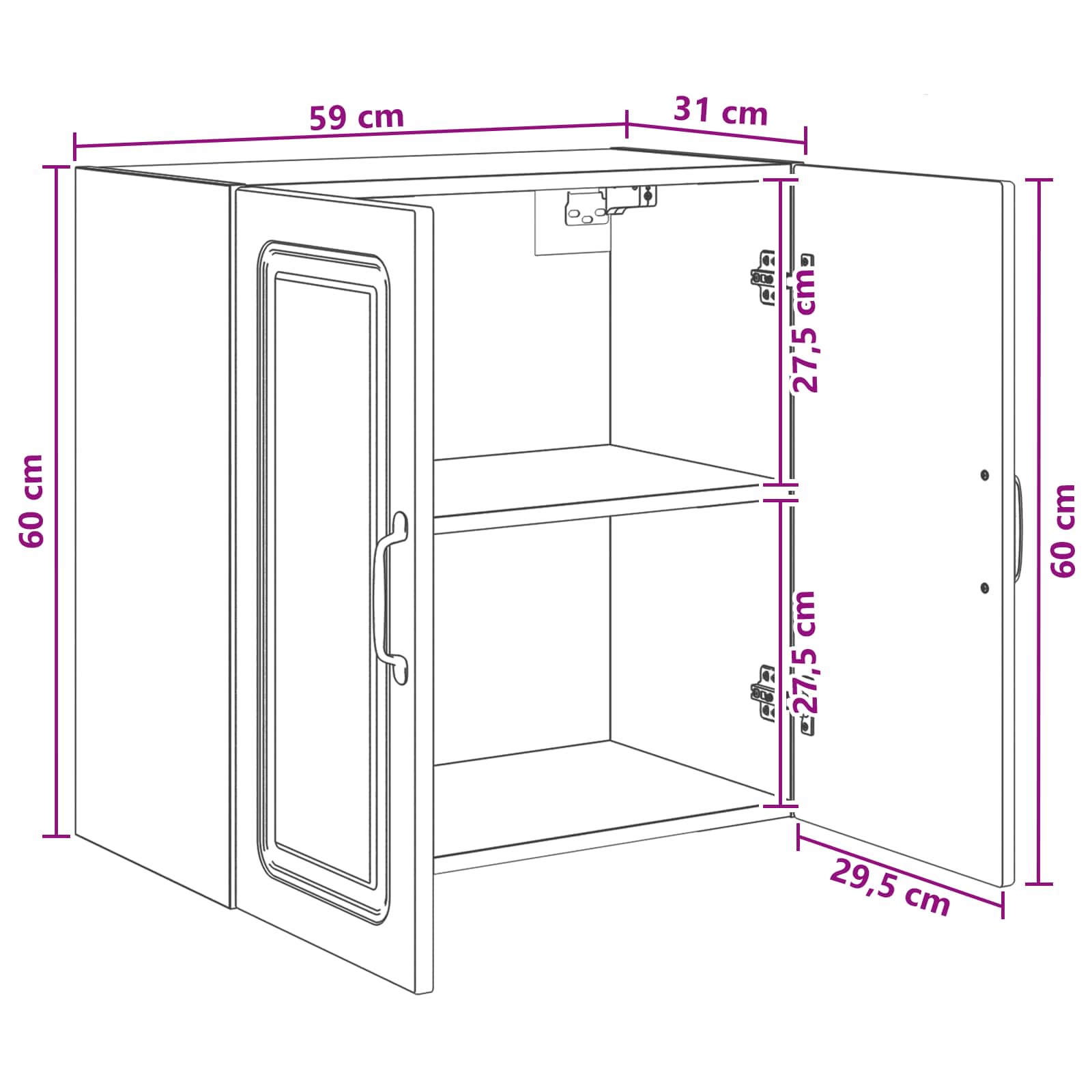 vidaXL Szafka ścienna 59 x 31 x 60 cm Drewno inżynieryjne Szary Sonoma