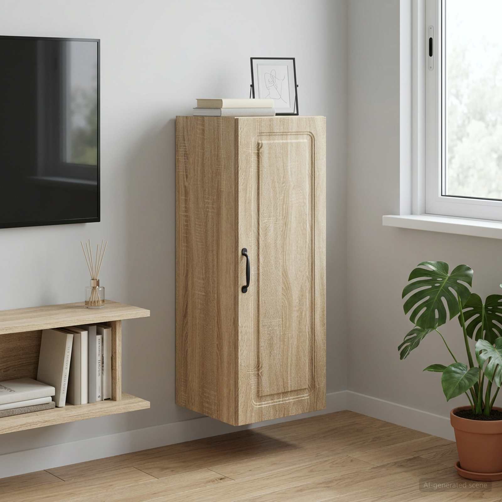 vidaXL Szafka ścienna 33 x 34,5 x 90 cm Drewno inżynieryjne dąb Sonoma