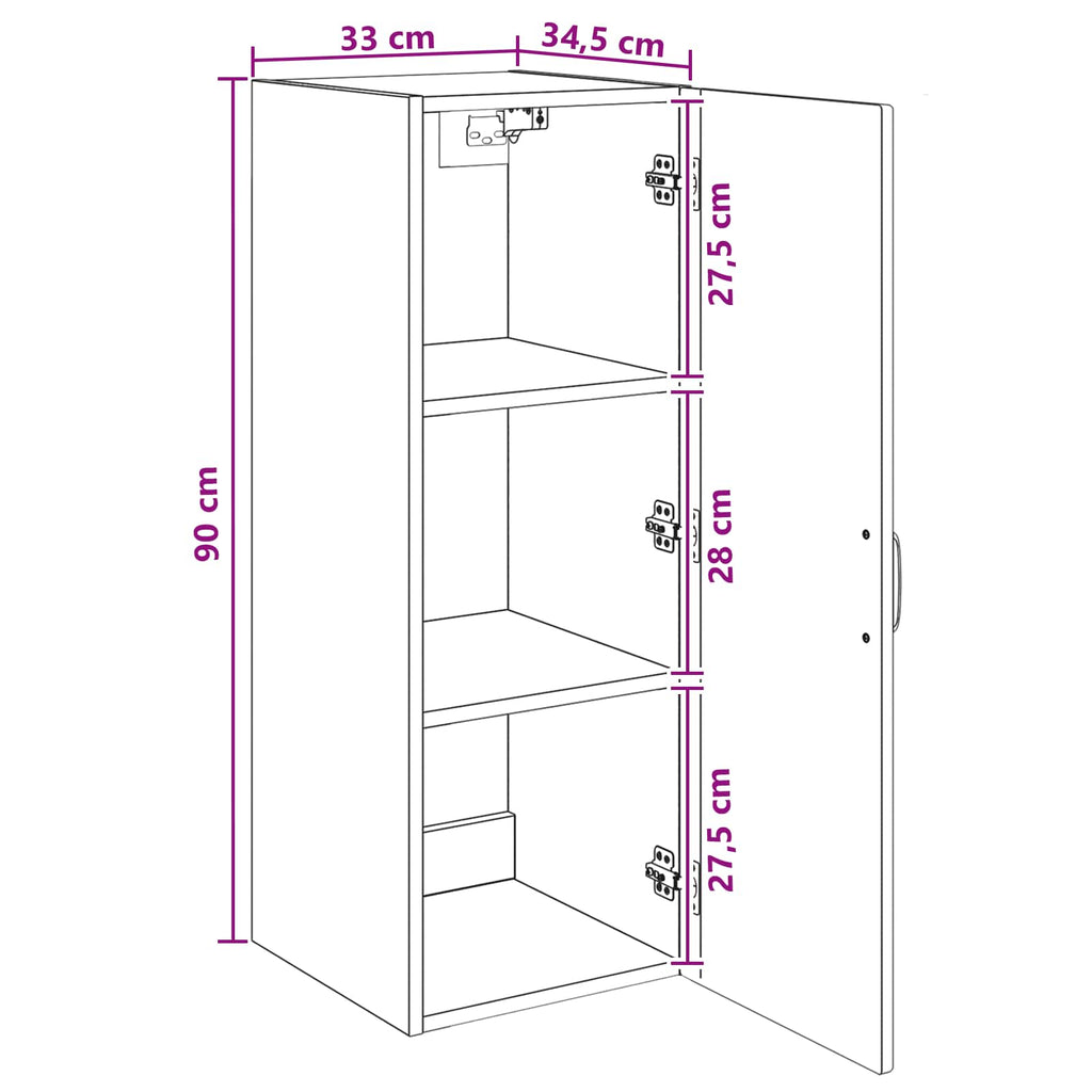 vidaXL Szafka ścienna 33 x 34,5 x 90 cm Drewno inżynieryjne