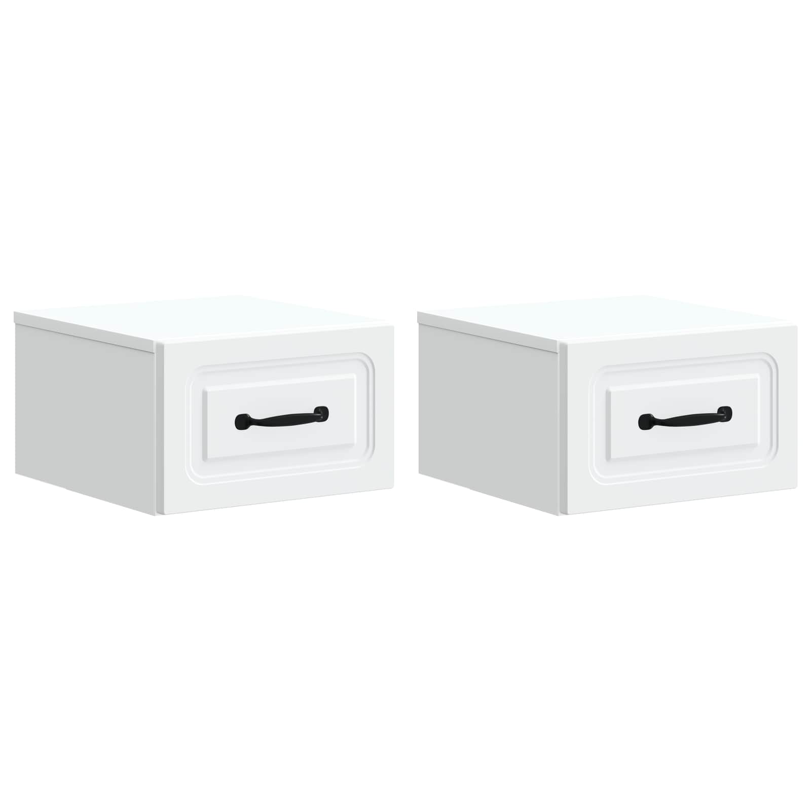 vidaXL Wisząca Szafka Nocna z szufladą 2 pcs Biały 34,5 x 33 x 20 cm