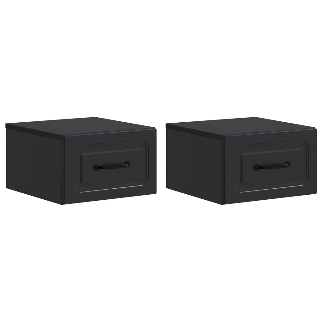 vidaXL Wisząca Szafka Nocna z szufladą 2 pcs Czarny 34,5 x 33 x 20 cm