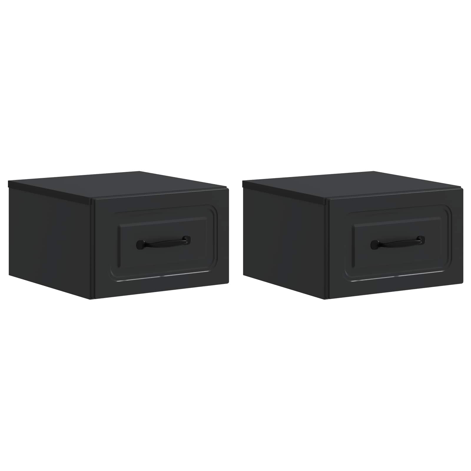 vidaXL Wisząca Szafka Nocna z szufladą 2 pcs Czarny 34,5 x 33 x 20 cm