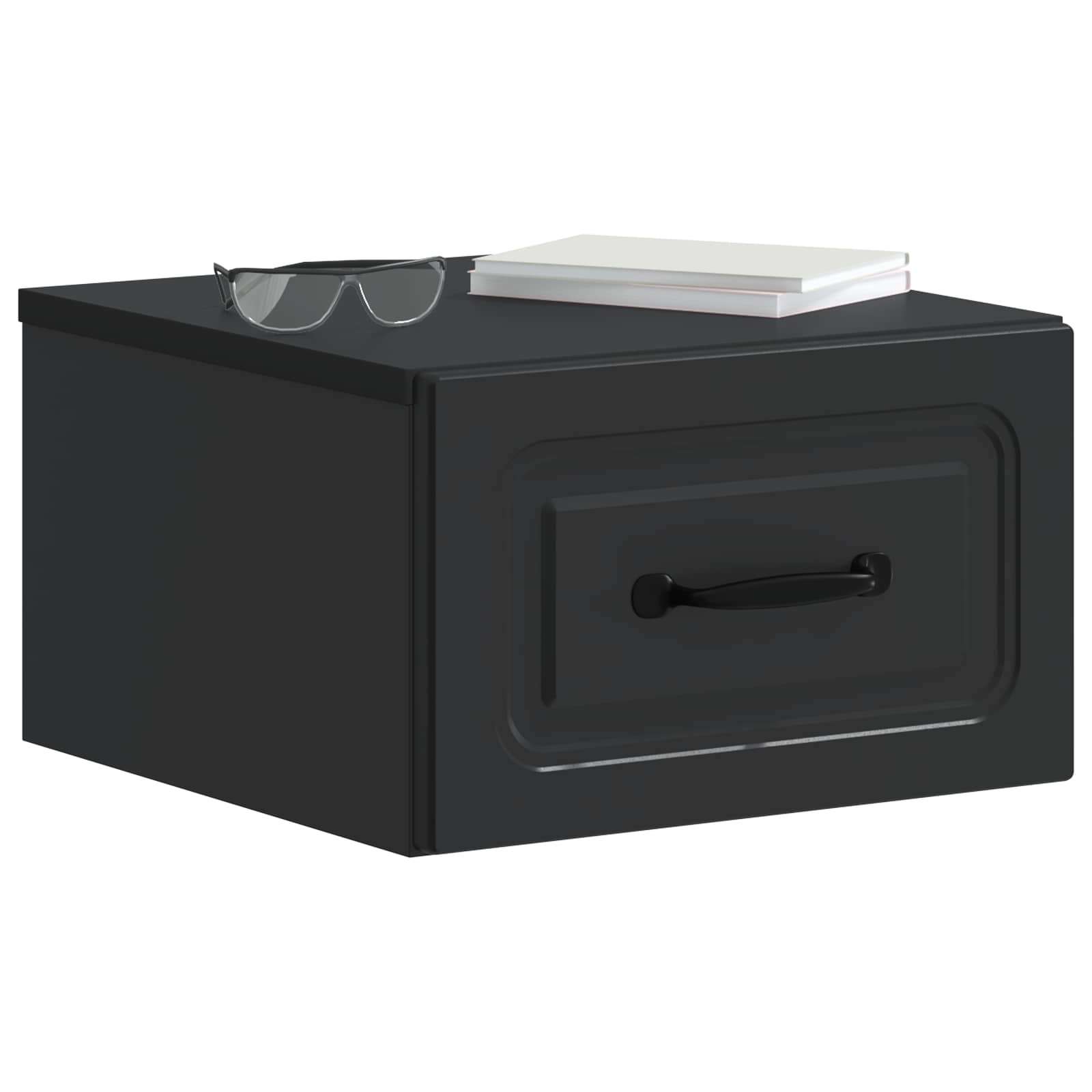 vidaXL Wisząca Szafka Nocna z szufladą 2 pcs Czarny 34,5 x 33 x 20 cm