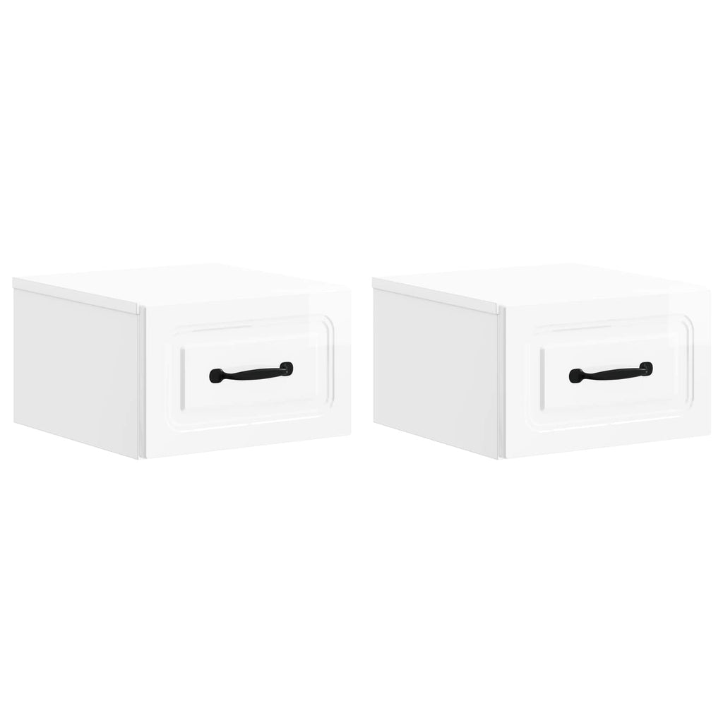 vidaXL Wisząca Szafka Nocna z szufladą 2 pcs Biały wysoki połysk