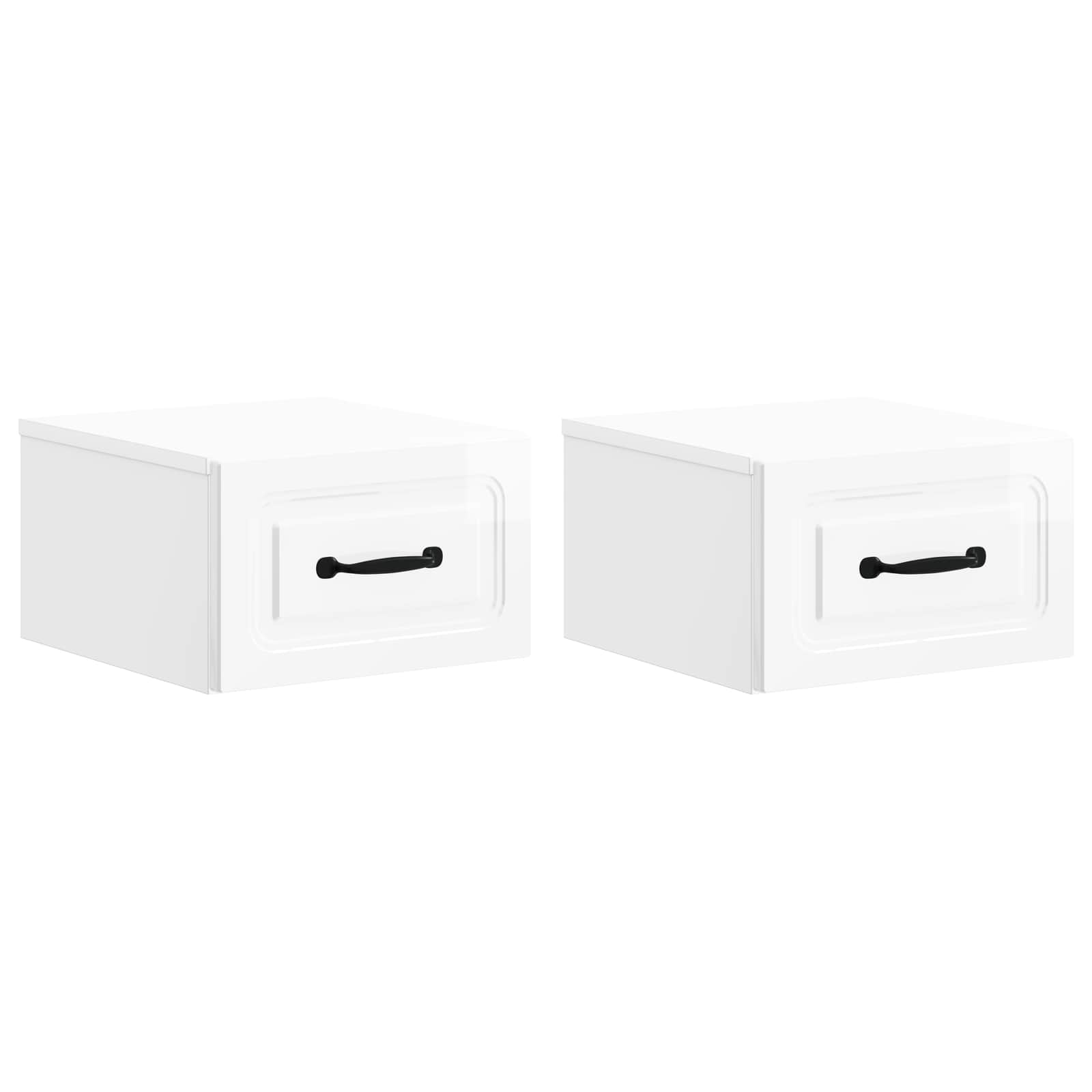 vidaXL Wisząca Szafka Nocna z szufladą 2 pcs Biały wysoki połysk