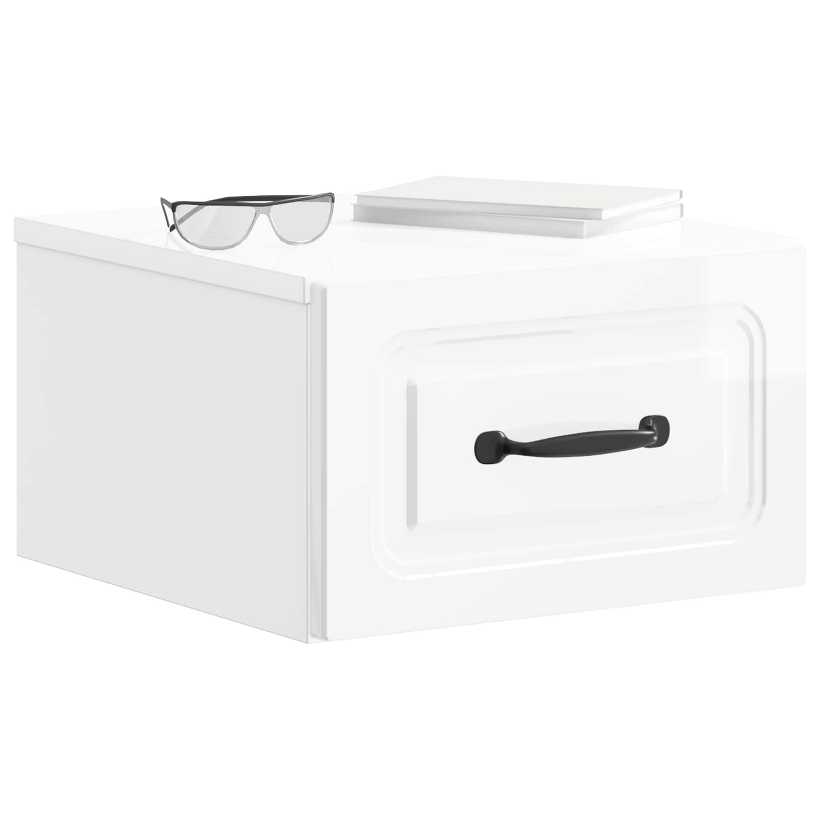vidaXL Wisząca Szafka Nocna z szufladą 2 pcs Biały wysoki połysk