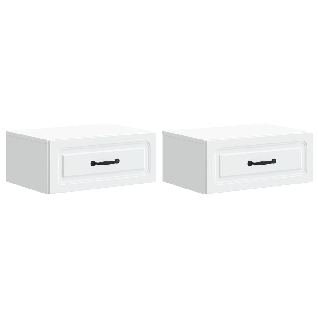 vidaXL Wisząca Szafka Nocna z szufladą 2 pcs Biały 49 x 34,5 x 20 cm