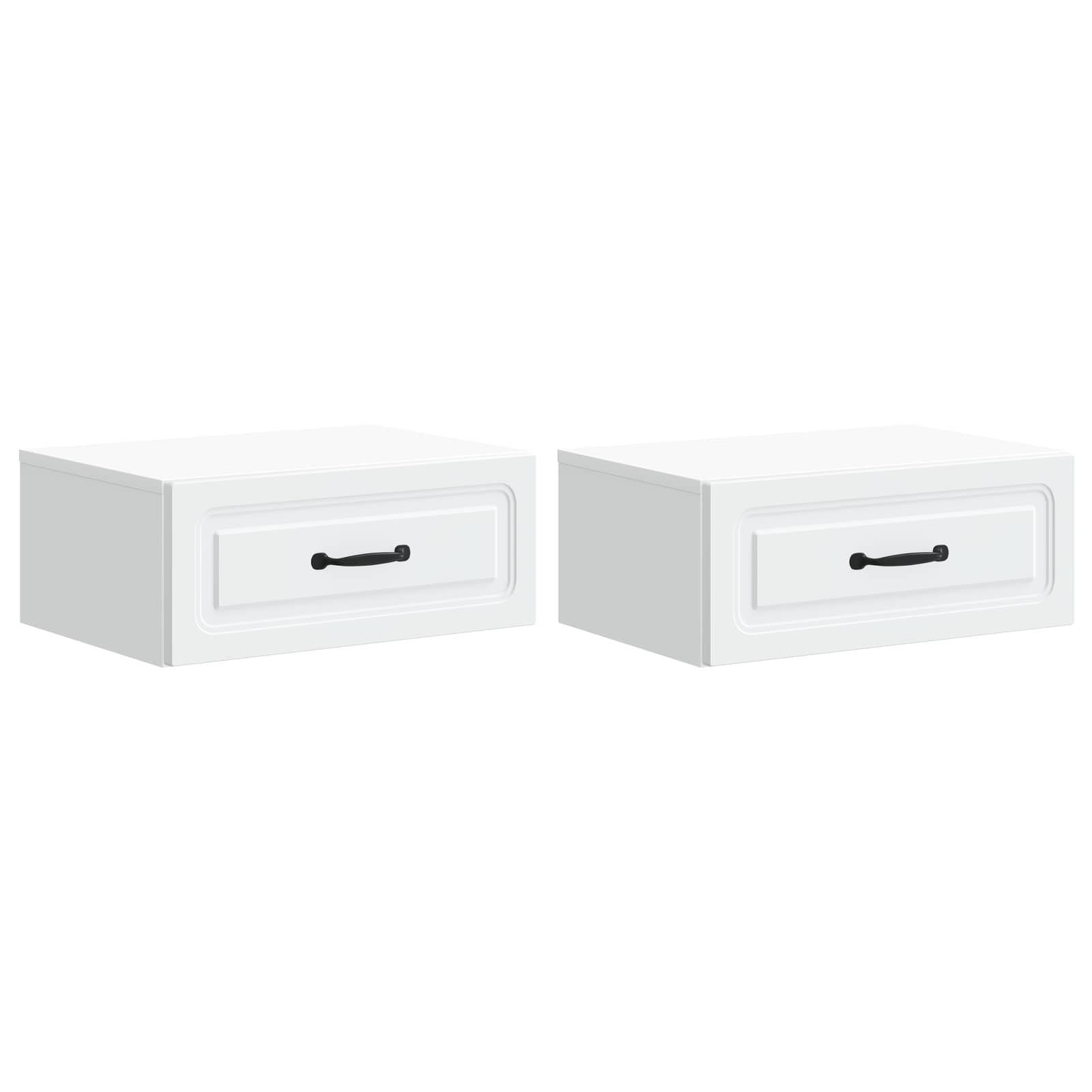 vidaXL Wisząca Szafka Nocna z szufladą 2 pcs Biały 49 x 34,5 x 20 cm