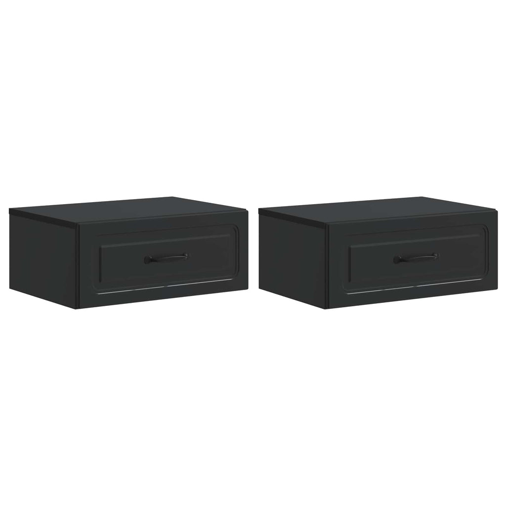 vidaXL Wisząca Szafka Nocna z szufladą 2 pcs Czarny 49 x 34,5 x 20 cm