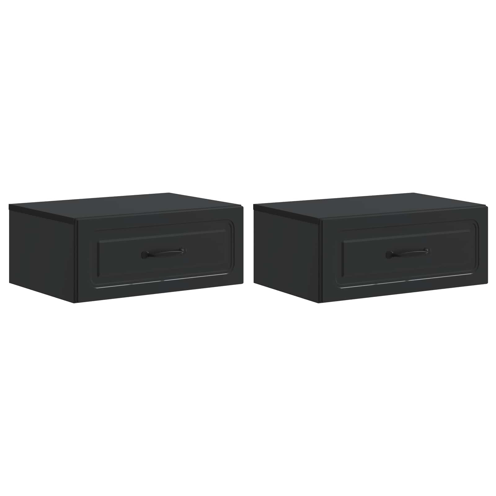 vidaXL Wisząca Szafka Nocna z szufladą 2 pcs Czarny 49 x 34,5 x 20 cm