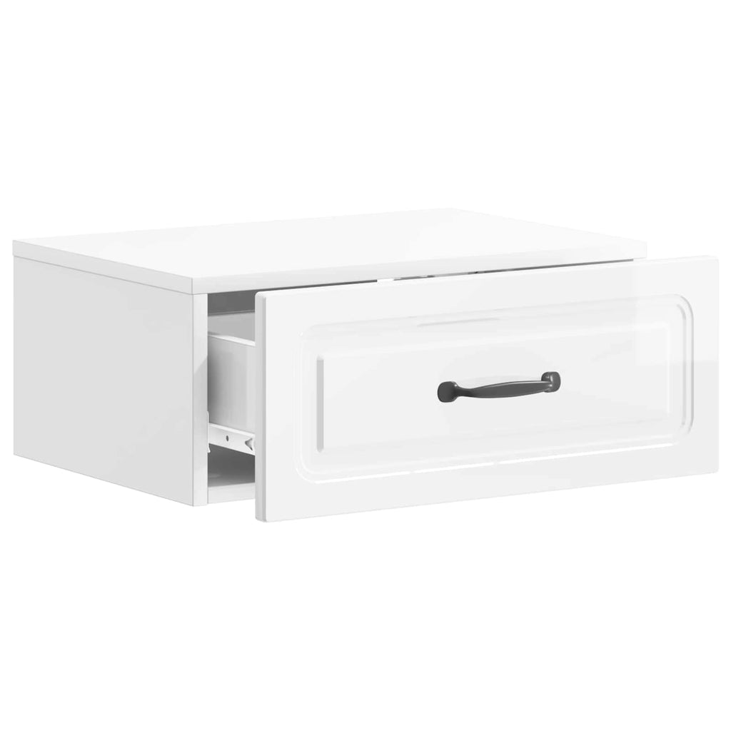 vidaXL Wisząca Szafka Nocna Biały wysoki połysk 49 x 34,5 x 20 cm