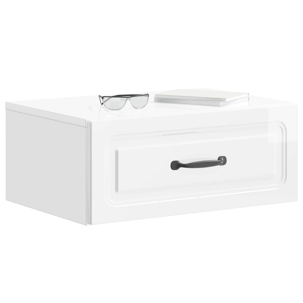 vidaXL Wisząca Szafka Nocna Biały wysoki połysk 49 x 34,5 x 20 cm