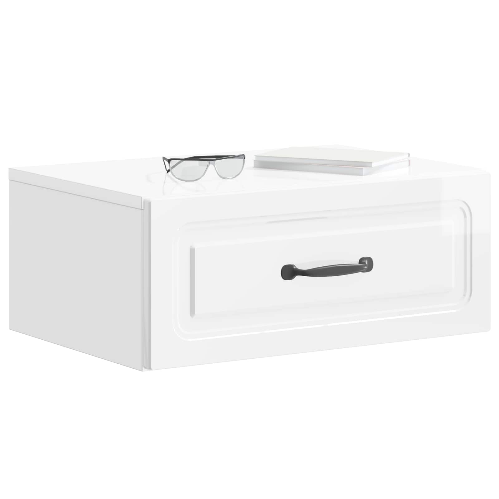 vidaXL Wisząca Szafka Nocna Biały wysoki połysk 49 x 34,5 x 20 cm