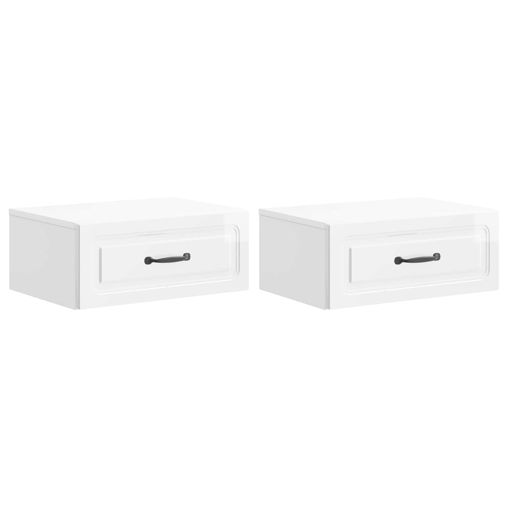 vidaXL Wisząca Szafka Nocna z szufladą 2 pcs Biały wysoki połysk