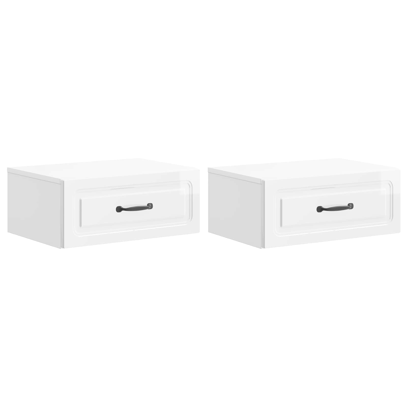 vidaXL Wisząca Szafka Nocna z szufladą 2 pcs Biały wysoki połysk