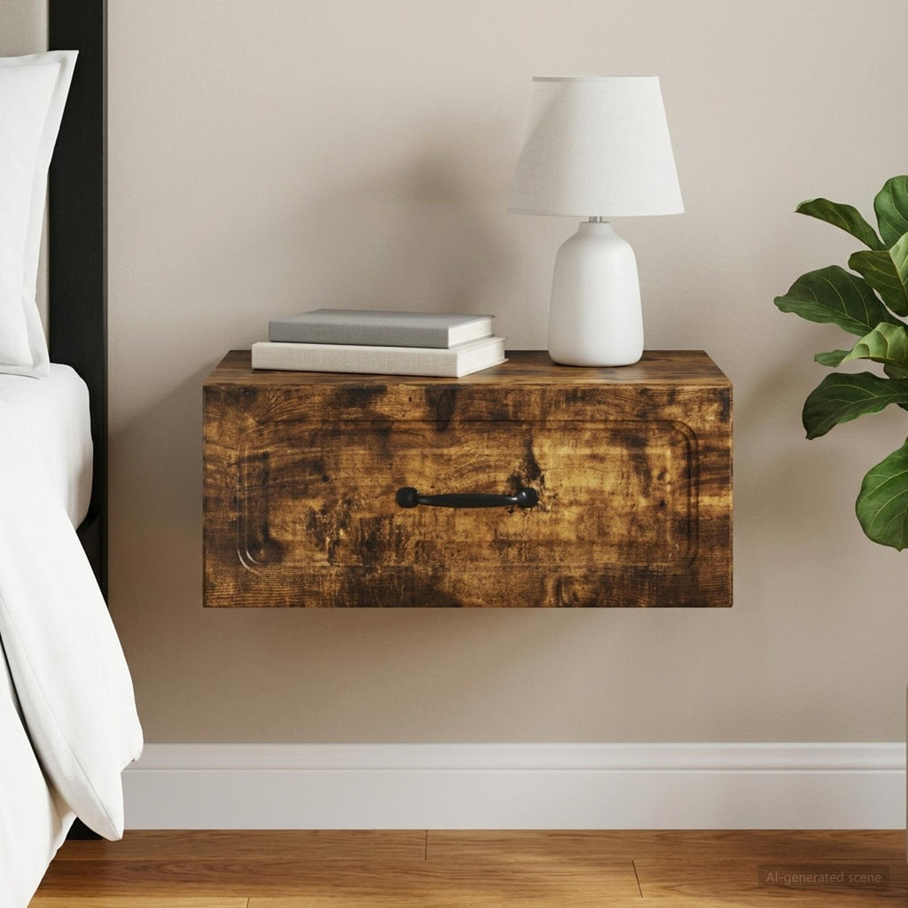 vidaXL Wisząca Szafka Nocna z szufladą Dąb wędzony 49 x 34,5 x 20 cm