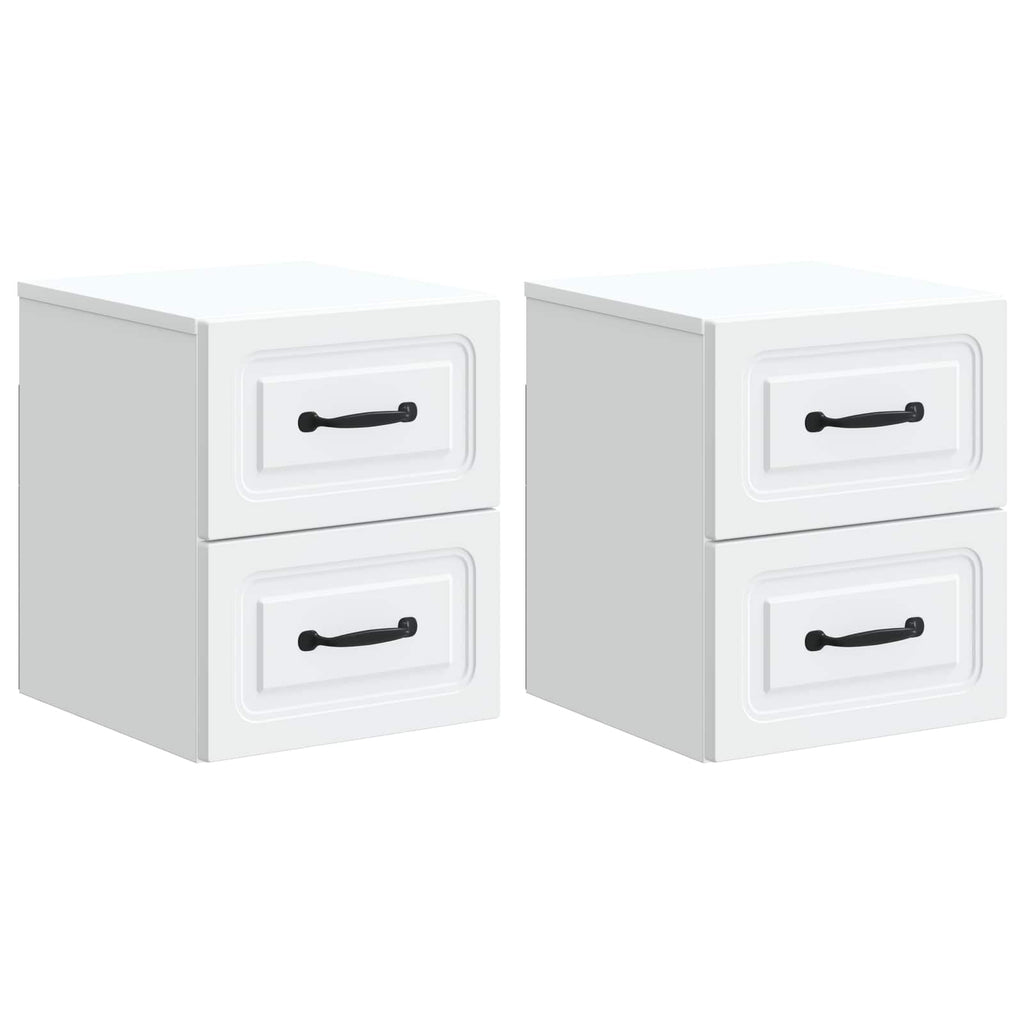 vidaXL Wisząca Szafka Nocna z szufladą 2 pcs Biały 34,5 x 33 x 40 cm