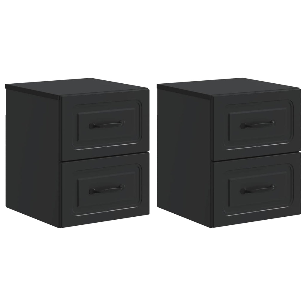 vidaXL Wisząca Szafka Nocna z szufladą 2 pcs Czarny 34,5 x 33 x 40 cm