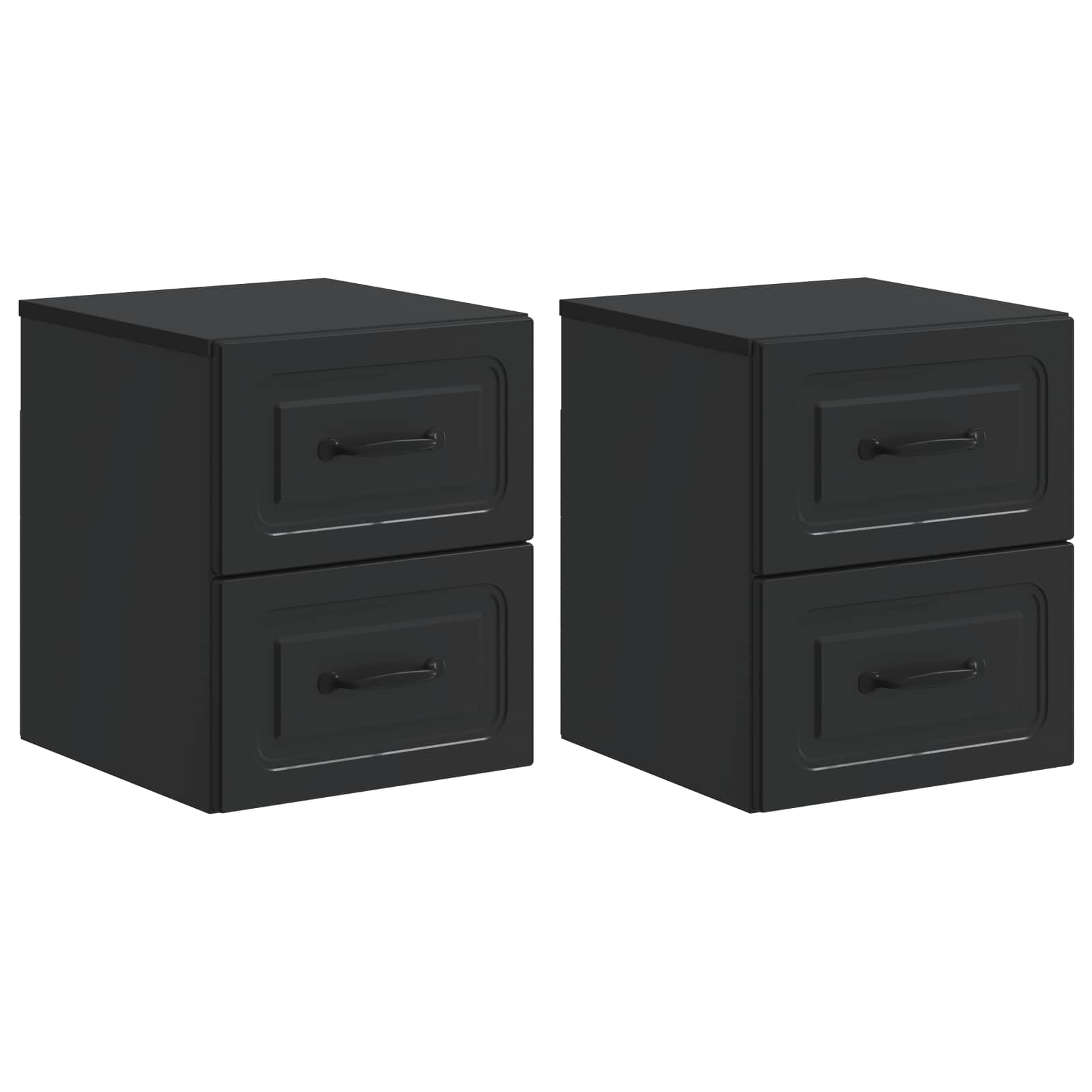 vidaXL Wisząca Szafka Nocna z szufladą 2 pcs Czarny 34,5 x 33 x 40 cm