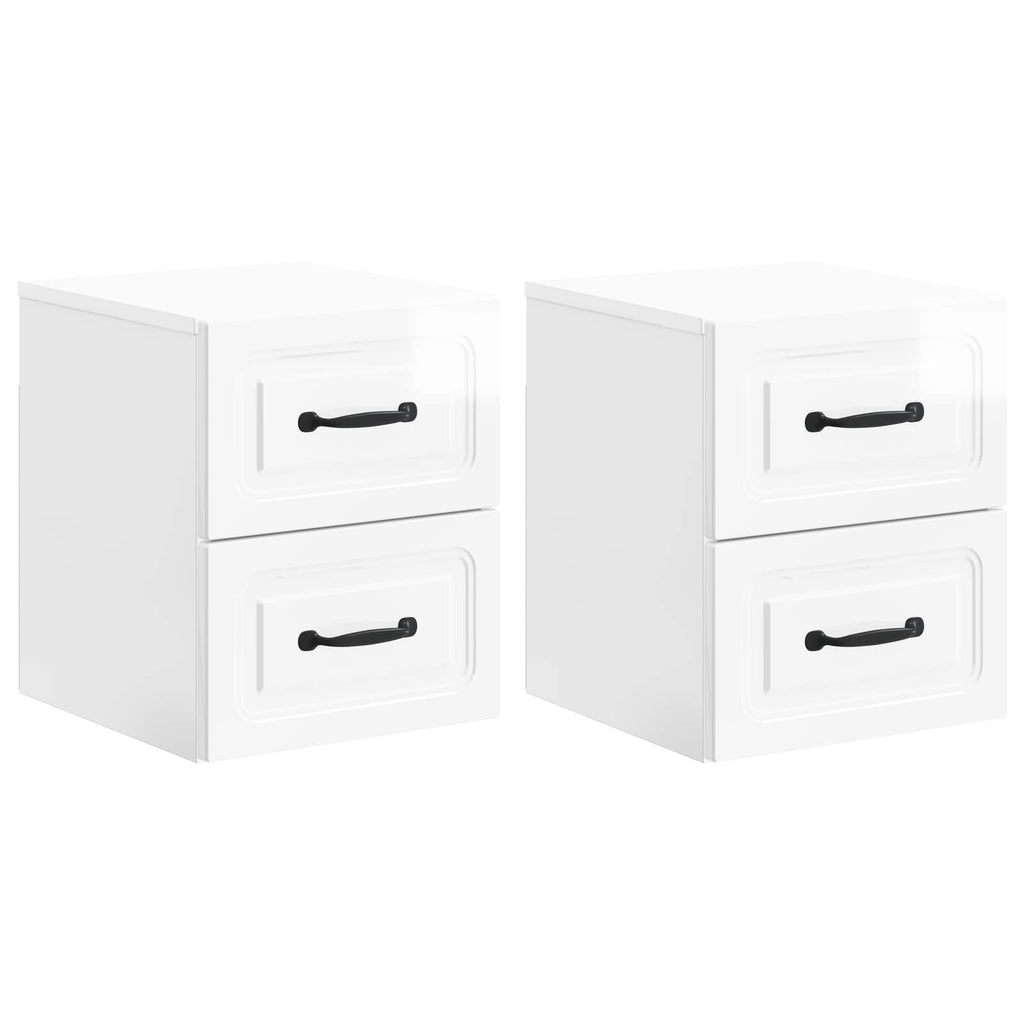 vidaXL Wisząca Szafka Nocna z szufladą 2 pcs Biały wysoki połysk