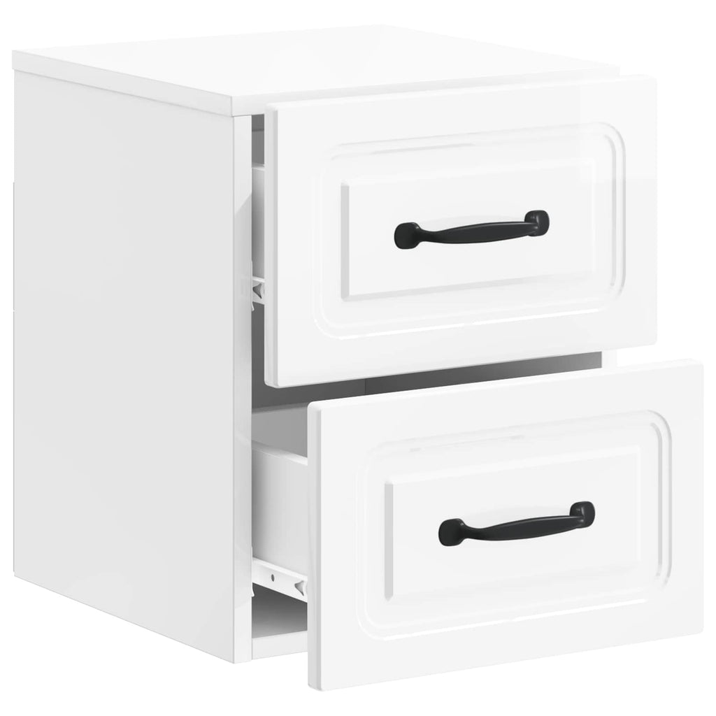 vidaXL Wisząca Szafka Nocna z szufladą 2 pcs Biały wysoki połysk