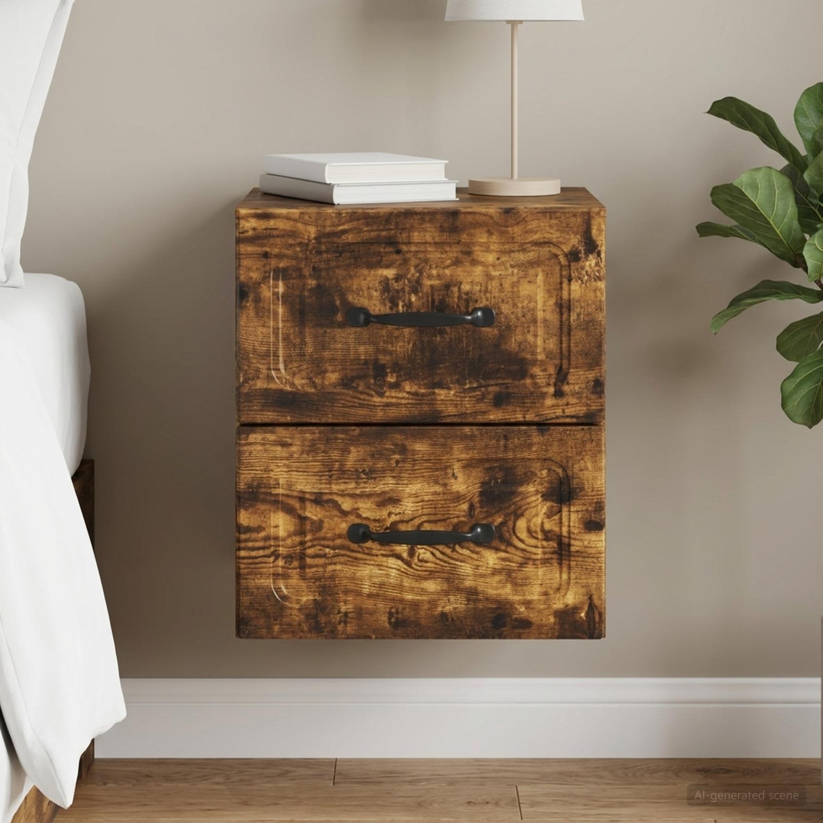 vidaXL Wisząca Szafka Nocna z szufladą Dąb wędzony 34,5 x 33 x 40 cm