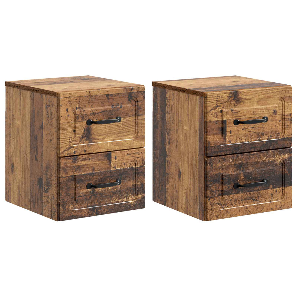 vidaXL Wisząca Szafka Nocna 2 pcs Stare drewno 34,5 x 33 x 40 cm