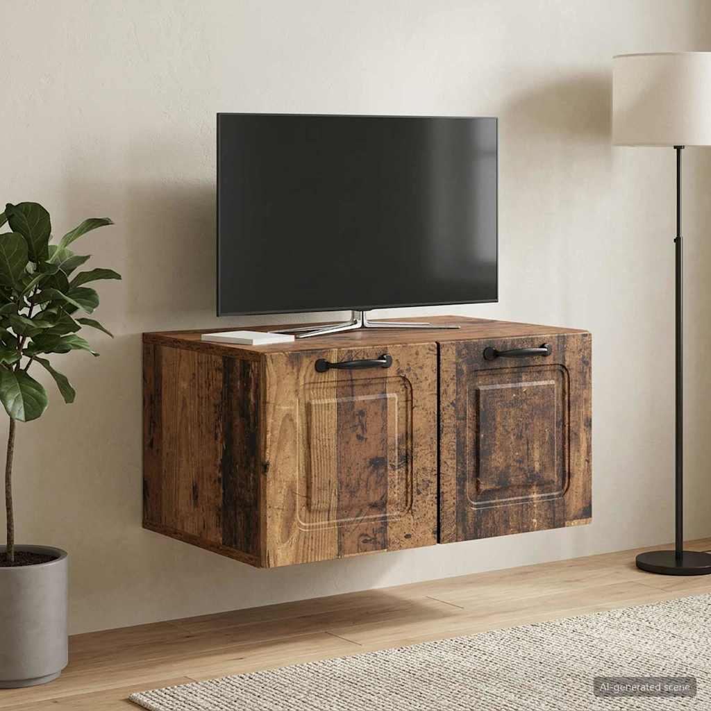 vidaXL Szafka RTV montowana na ścianie Stare drewno 59,5 x 41 x 30 cm