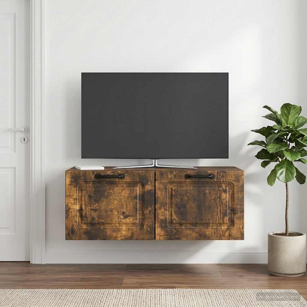 vidaXL Szafka RTV montowana na ścianie Dąb wędzony 78,5 x 41 x 30 cm