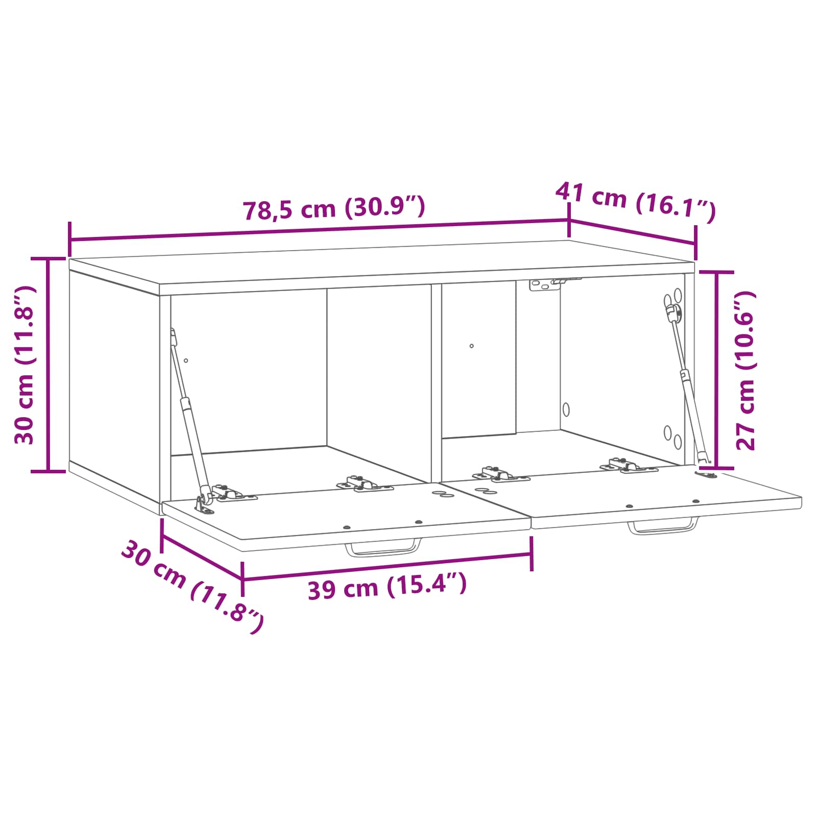 vidaXL Szafka RTV montowana na ścianie Dąb wędzony 78,5 x 41 x 30 cm