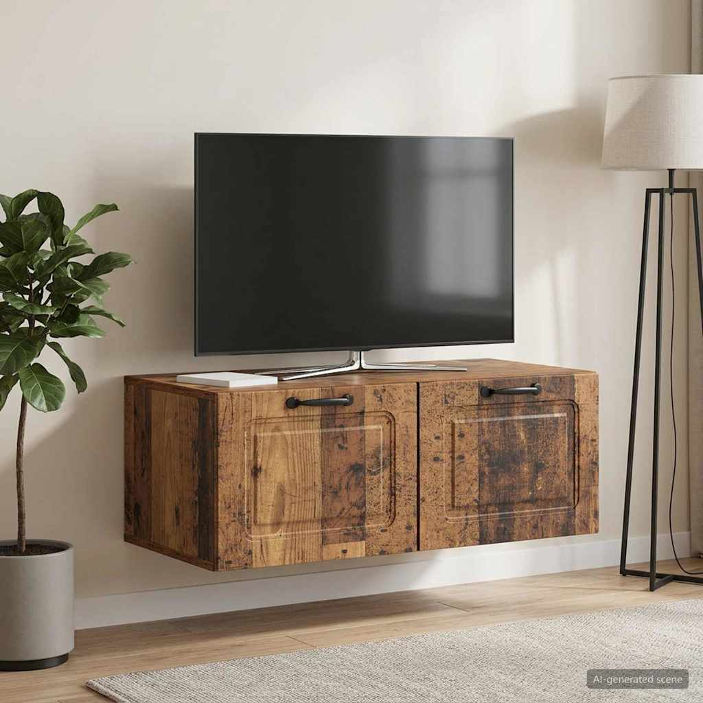 vidaXL Szafka RTV montowana na ścianie Stare drewno 78,5 x 41 x 30 cm