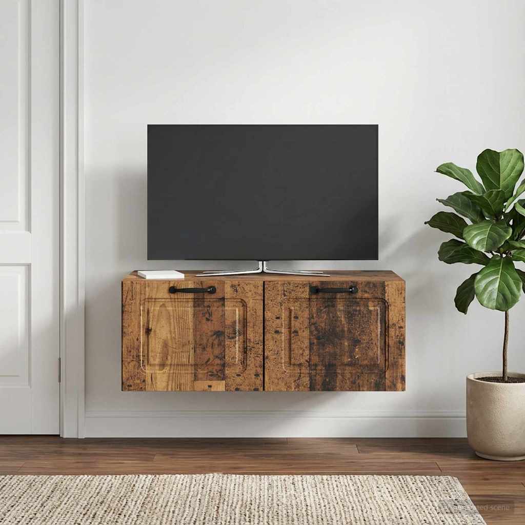 vidaXL Szafka RTV montowana na ścianie Stare drewno 78,5 x 41 x 30 cm