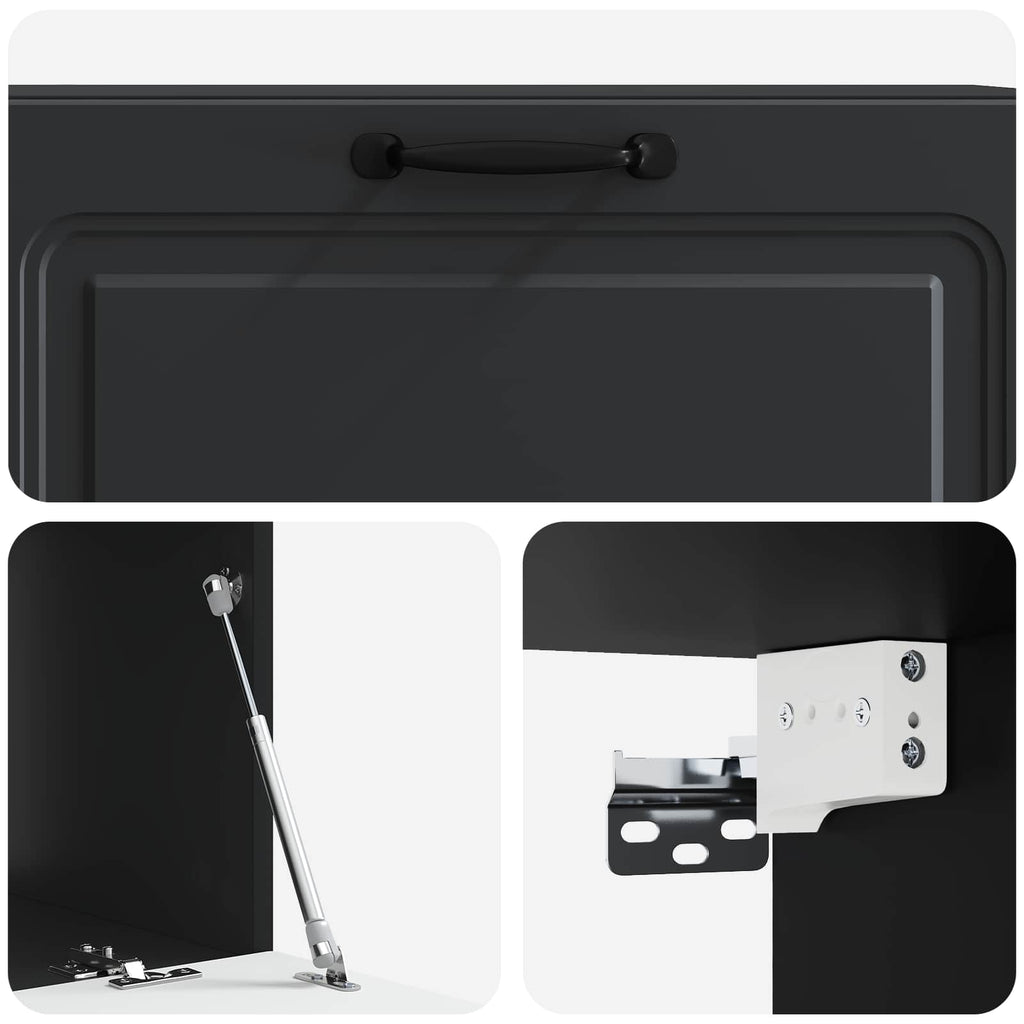 vidaXL Szafka RTV montowana na ścianie Czarny 98 x 41 x 30 cm