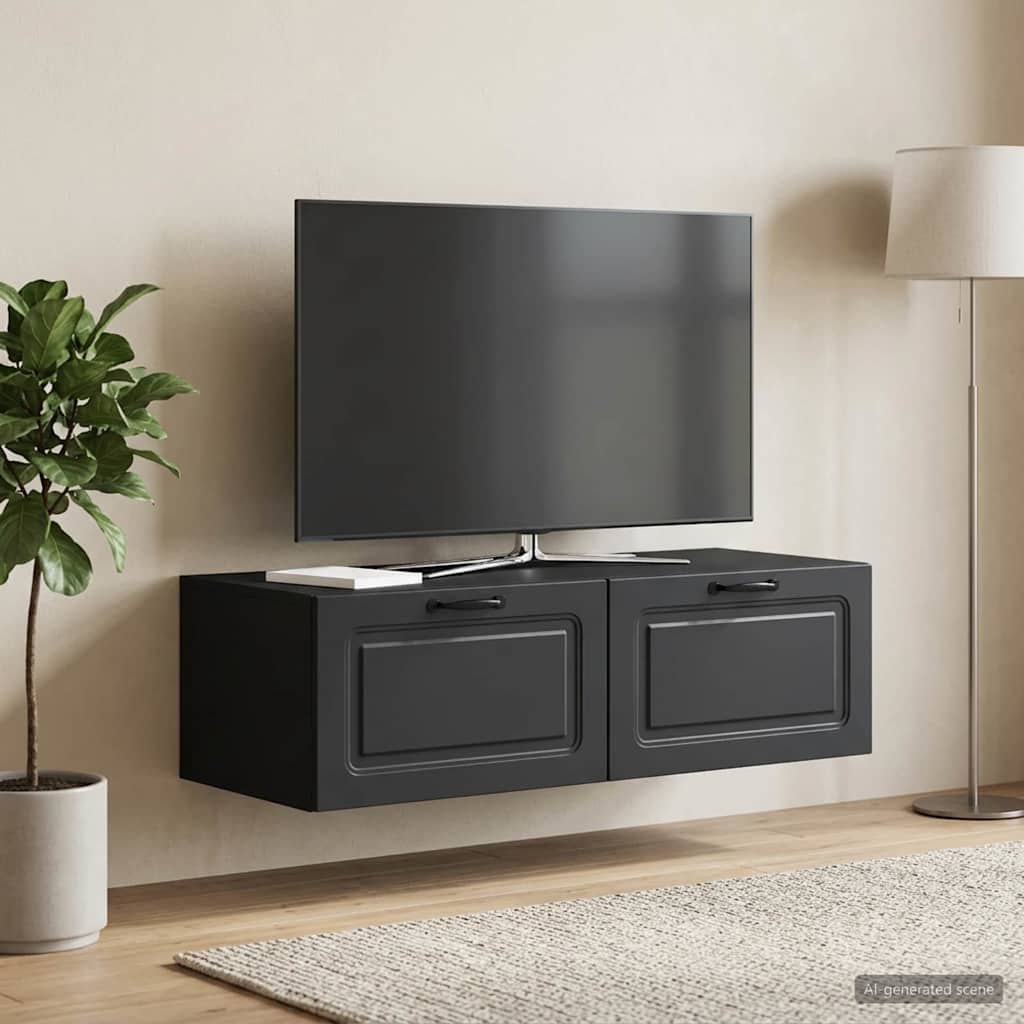 vidaXL Szafka RTV montowana na ścianie Czarny 98 x 41 x 30 cm