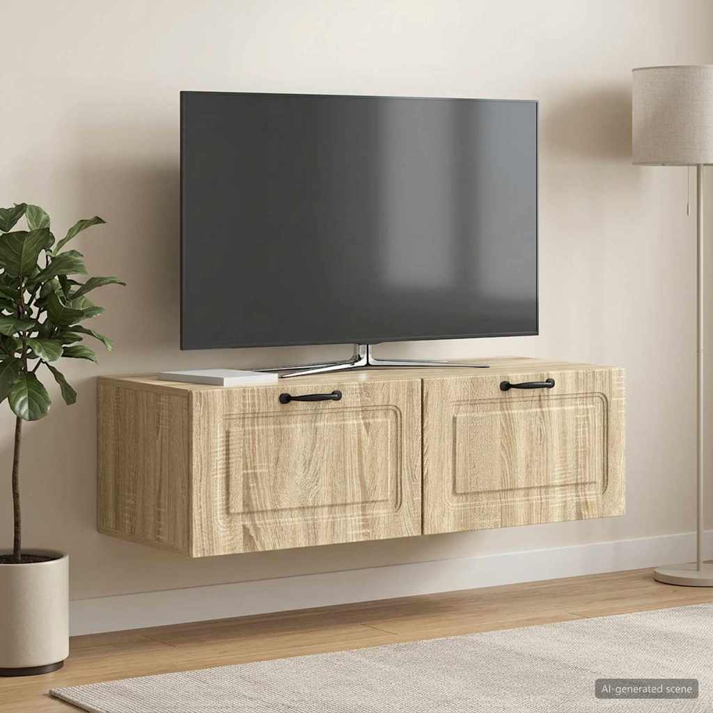 vidaXL Szafka RTV montowana na ścianie dąb Sonoma 98 x 41 x 30 cm