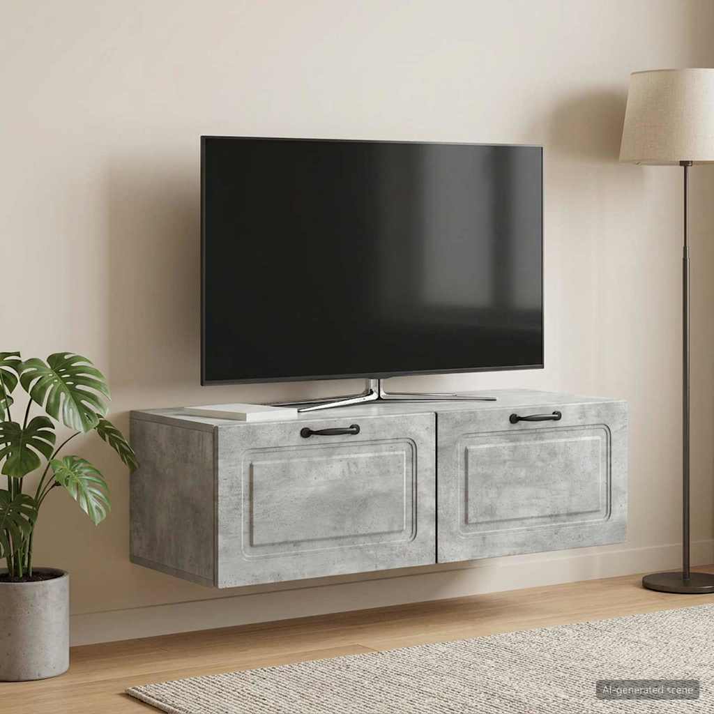 vidaXL Szafka RTV montowana na ścianie Betonowy szary 98 x 41 x 30 cm