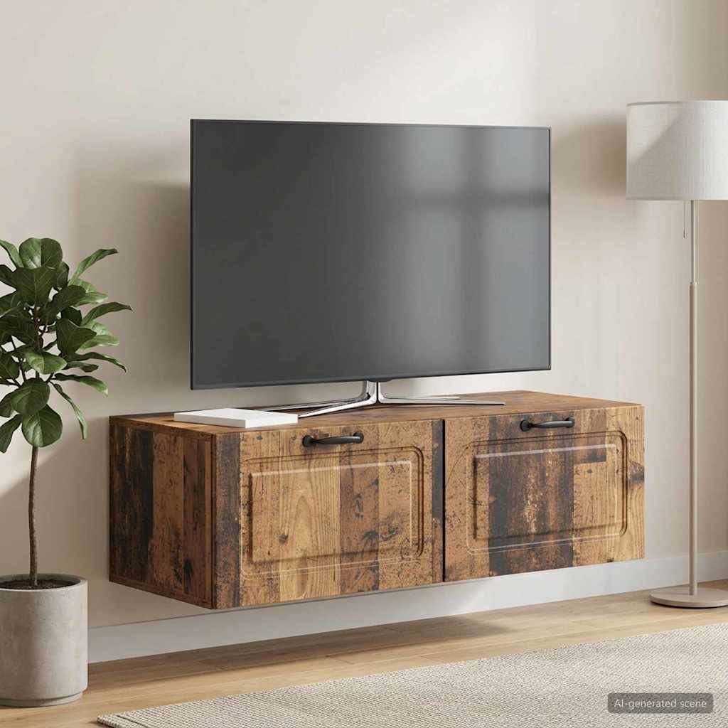 vidaXL Szafka RTV montowana na ścianie Stare drewno 98 x 41 x 30 cm