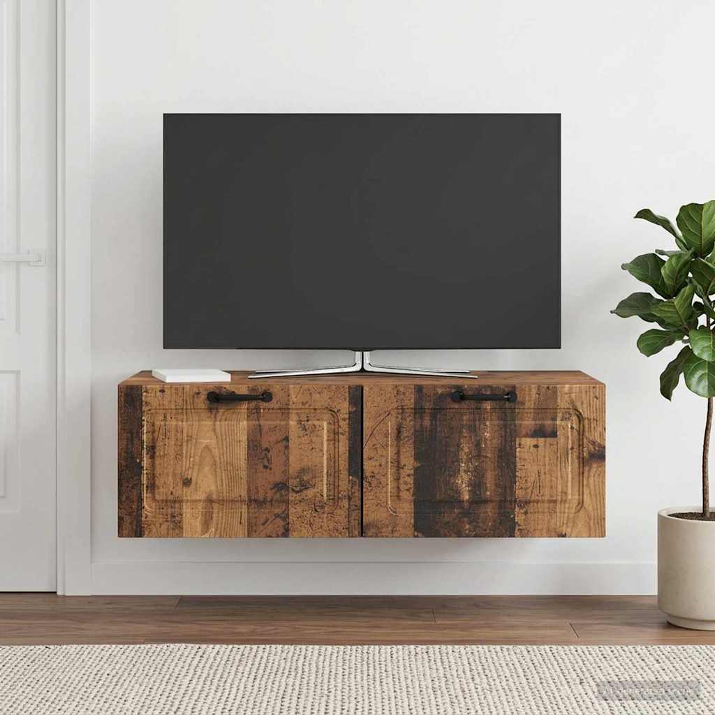 vidaXL Szafka RTV montowana na ścianie Stare drewno 98 x 41 x 30 cm