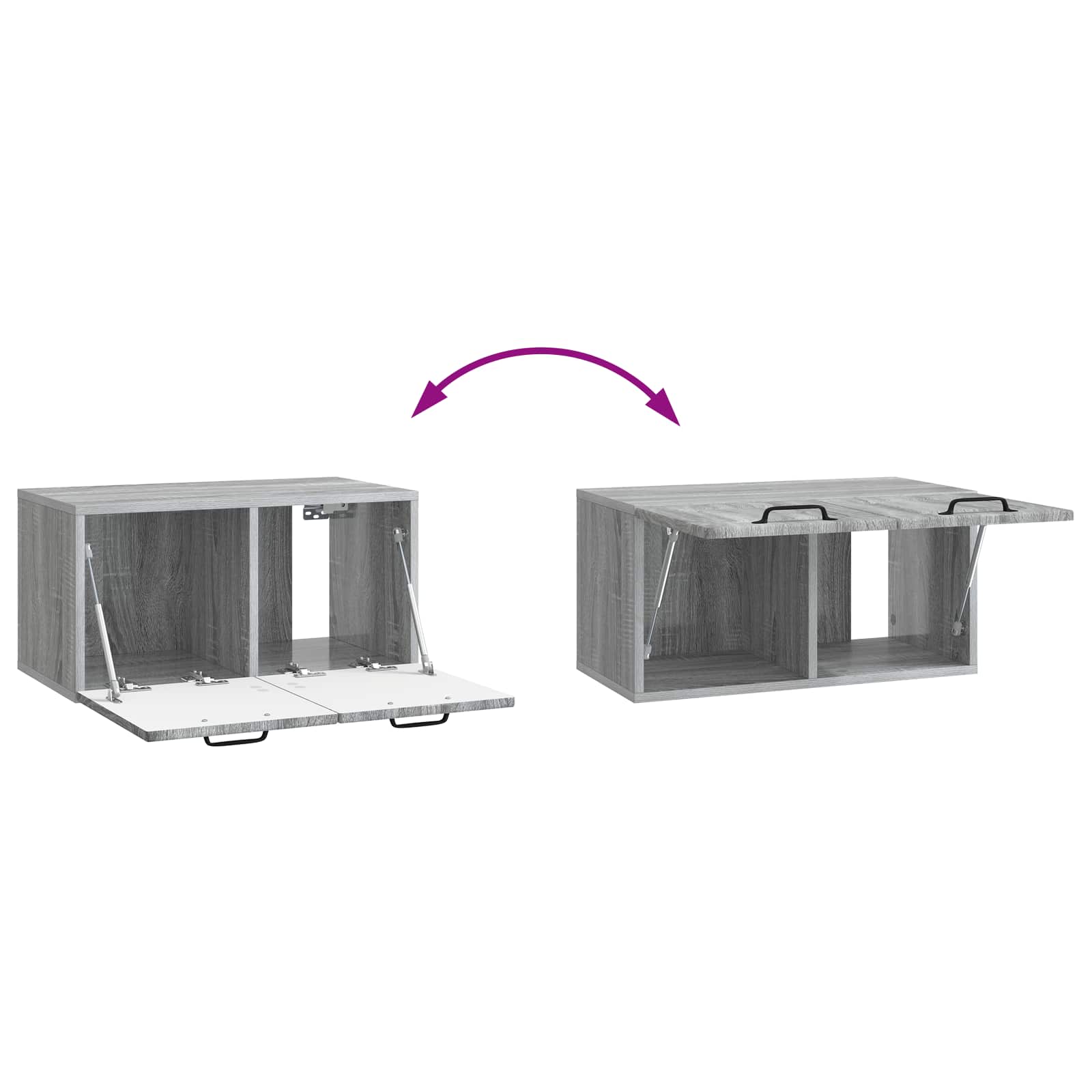 vidaXL Szafka RTV montowana na ścianie Szary Sonoma 59,5 x 31 x 30 cm